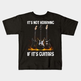 Guitarist's Silhouette: Sunset Sky It's Not Hoarding If It's Guitars Kids T-Shirt